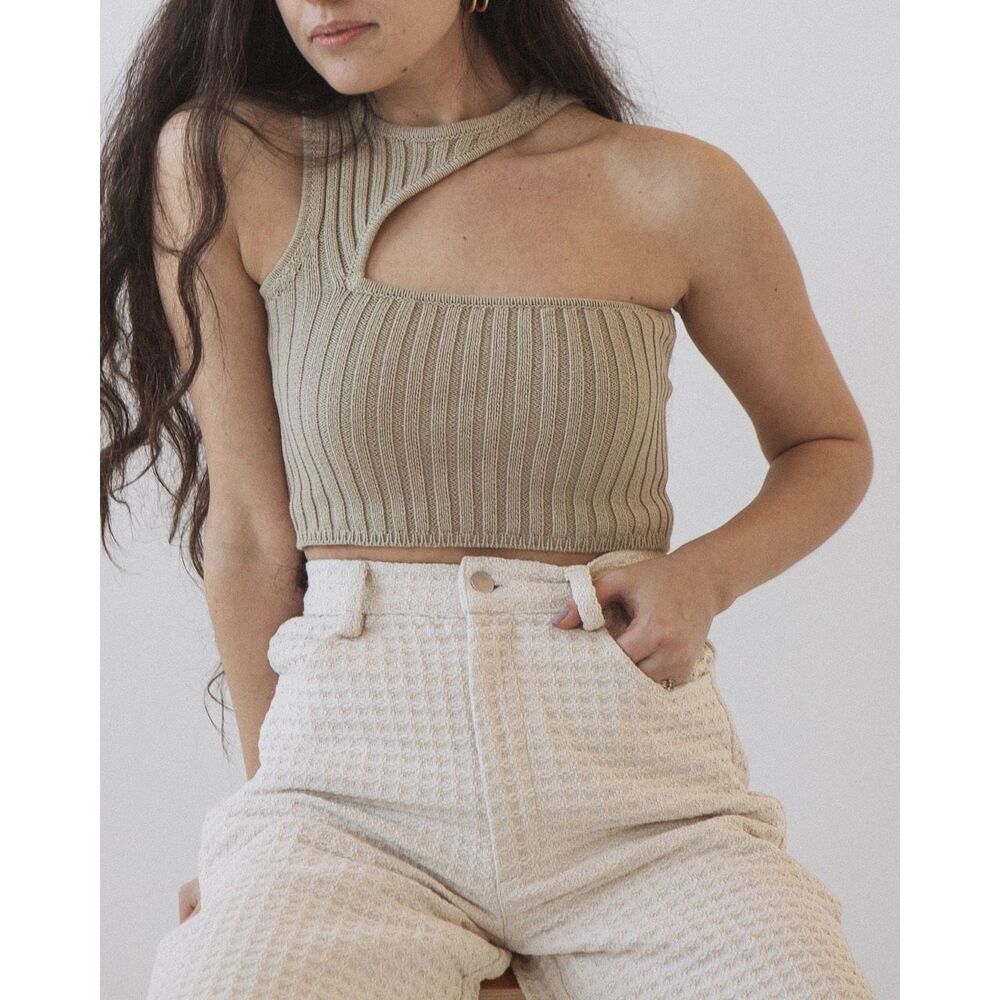 Soluna Collective Cutout Knit Tank Candace Molatore Size Medium 100% Pima Cotton